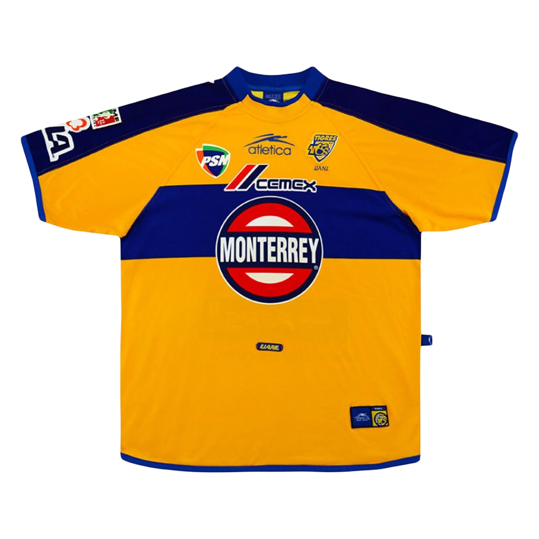 Camiseta Retro 2001 02 Tigres UANL Primera Equipación Local Hombre