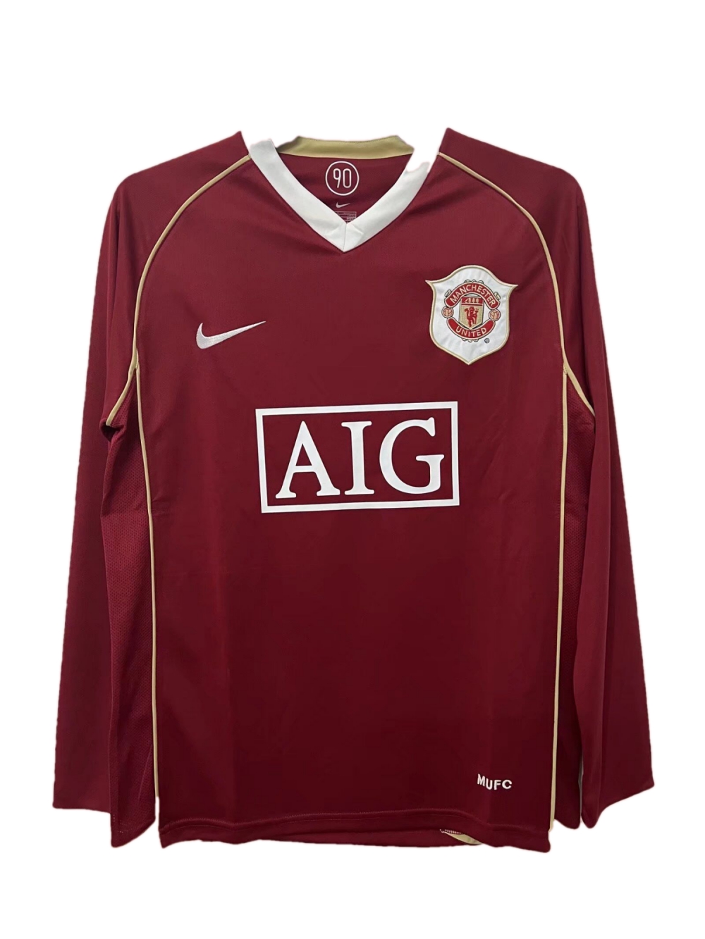 Camiseta Retro 2006 07 Manchester United Primera Equipación Manga Larga