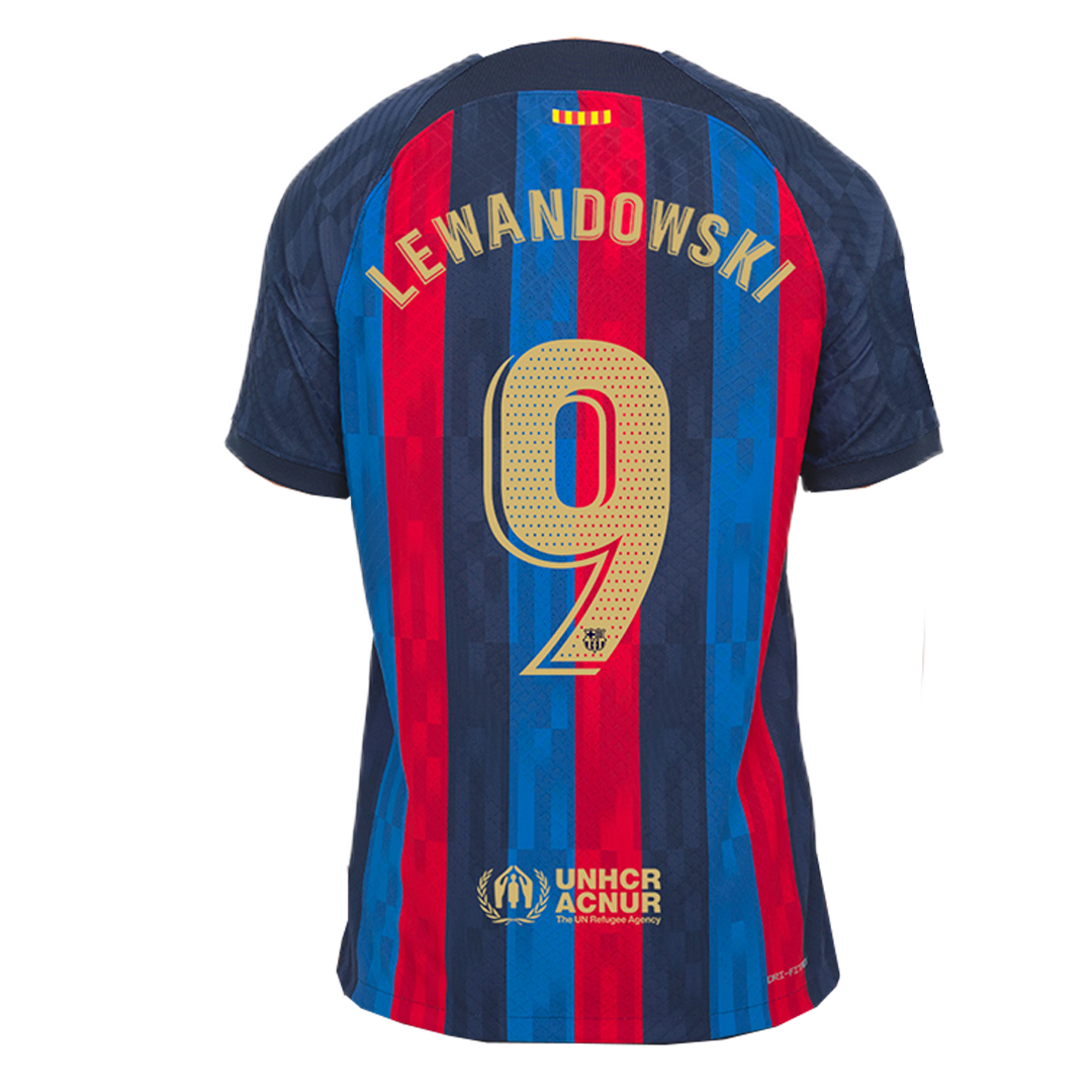 Camiseta Auténtica LEWANDOWSKI 9 Barcelona 2022 23 Primera Equipación