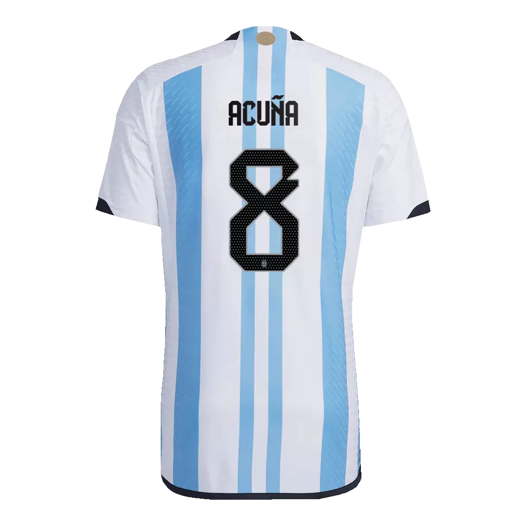 Tres Estrellas Camiseta Auténtica ACUÑA 8 Argentina 2022 Primera