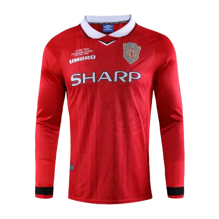 Camiseta Retro 1999/00 Manchester United Primera Equipación Manga Larga Local Hombre - Versión Hincha - camisetasfutbol