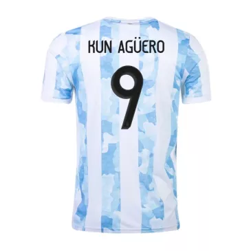 Camiseta de Fútbol KUN AGÜERO #9 Personalizada 1ª Argentina 2021