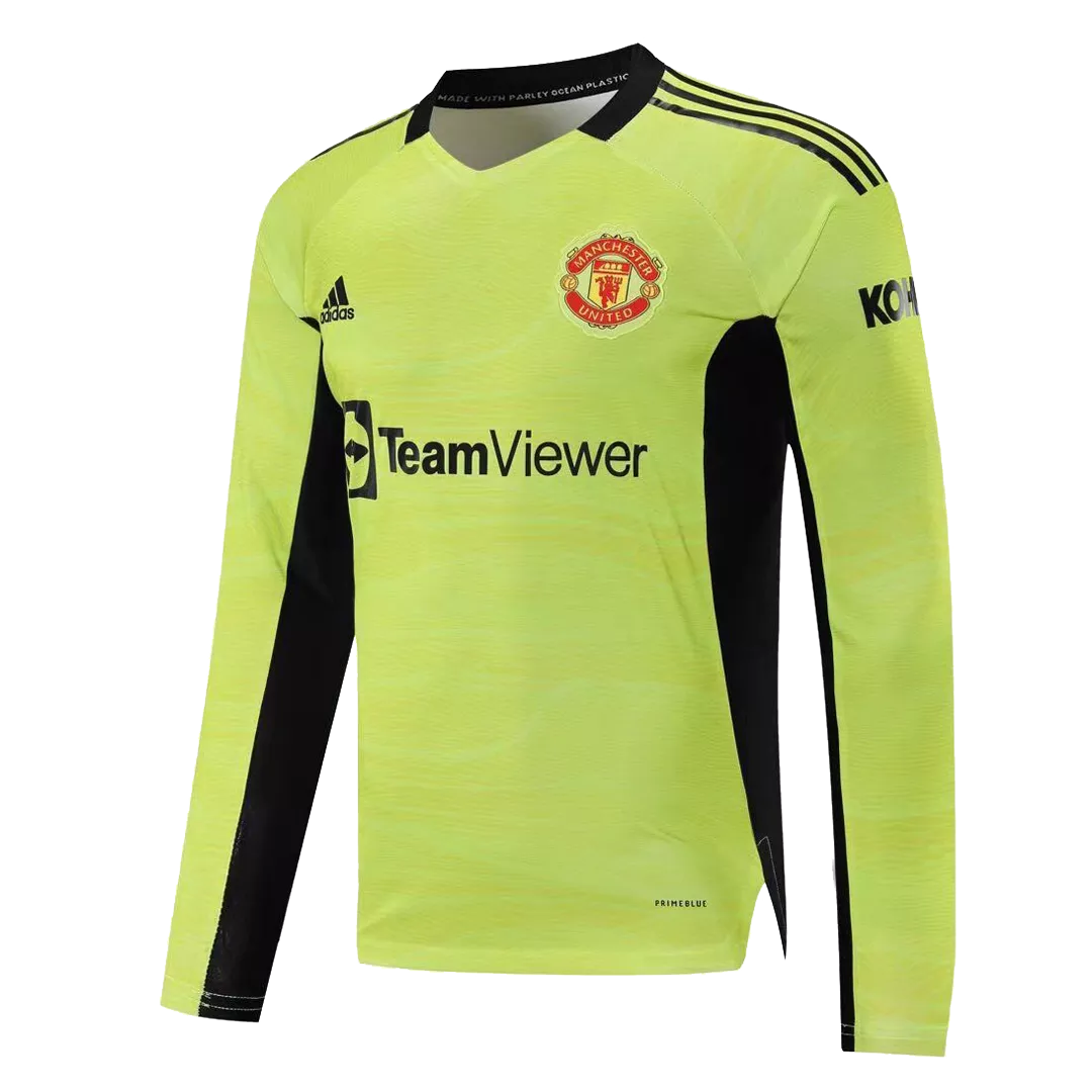 Conjunto Manchester United 2021/22 Portero Hombre (Camiseta + Pantalón Corto) Adidas - camisetasfutbol