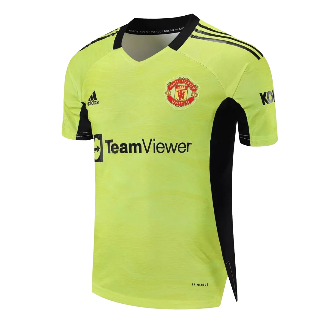 Conjunto Manchester United 2021/22 Portero Hombre (Camiseta + Pantalón Corto) Adidas - camisetasfutbol