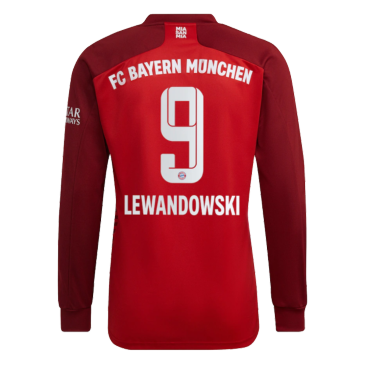 Camiseta de Manga Larga de Fútbol Personalizada LEWANDOWSKI #9 1ª Bayern Munich 2021/22