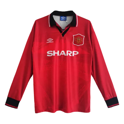 Camiseta Retro 1994/96 Manchester United Primera Equipación Manga Larga Local Hombre - Versión Hincha - camisetasfutbol
