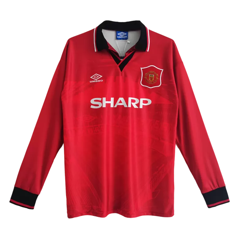 Camiseta Retro 1994/96 Manchester United Primera Equipación Manga Larga Local Hombre - Versión Hincha - camisetasfutbol