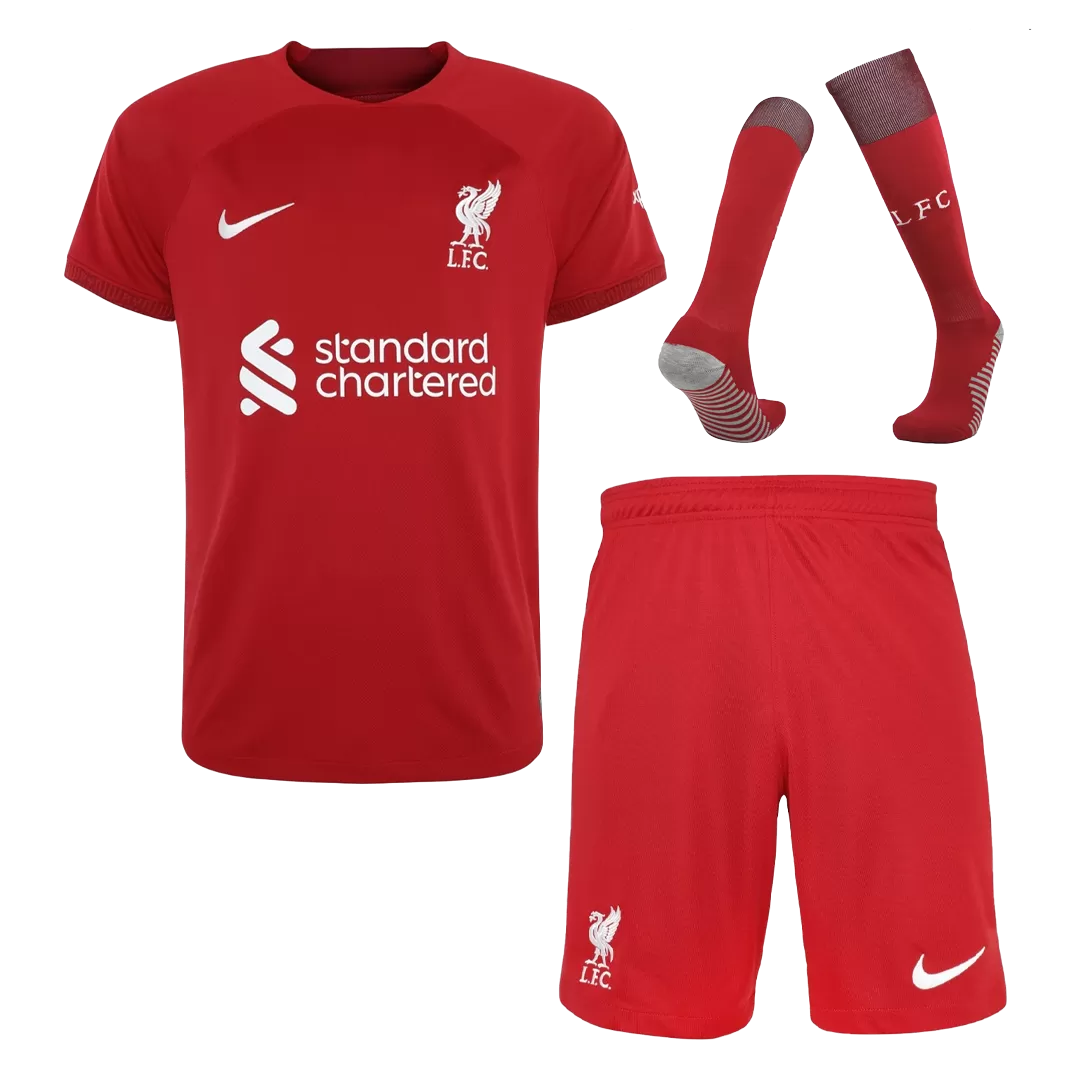 Conjunto Completo Liverpool 2022/23 Primera Equipación Local Hombre (Camiseta + Pantalón Corto + Calcetines) Nike - camisetasfutbol