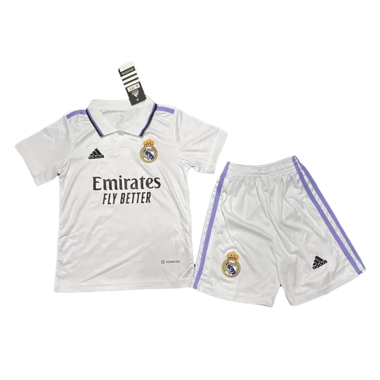 Miniconjunto Completo Real Madrid 2023/24 Primera Equipación Local Niño  (Camiseta + Pantalón Corto + Calcetines) Adidas