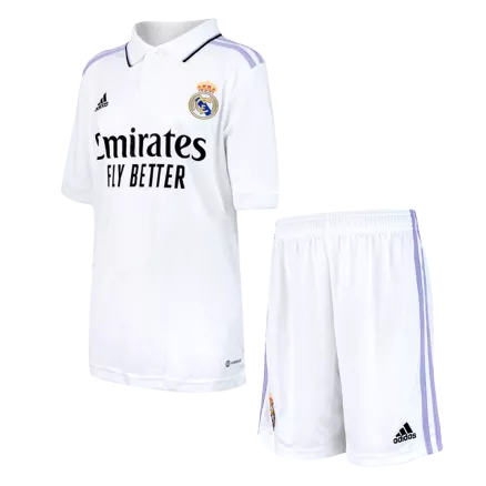 Miniconjunto Real Madrid 2022/23 Primera Equipación Local Niño (Camiseta + Pantalón Corto) Adidas - camisetasfutbol