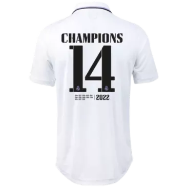 Camiseta Futbol Local de Hombre Real Madrid 2022/23 con Número de Jersey CHAMPIONS #14 -Version Jugador - camisetasfutbol