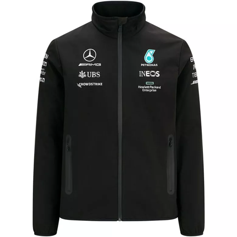 Chaqueta de Men's Mercedes AMG Petronas F1 Racing Team Softshell Jacket- Black 2021 Hombre Negro - camisetasfutbol