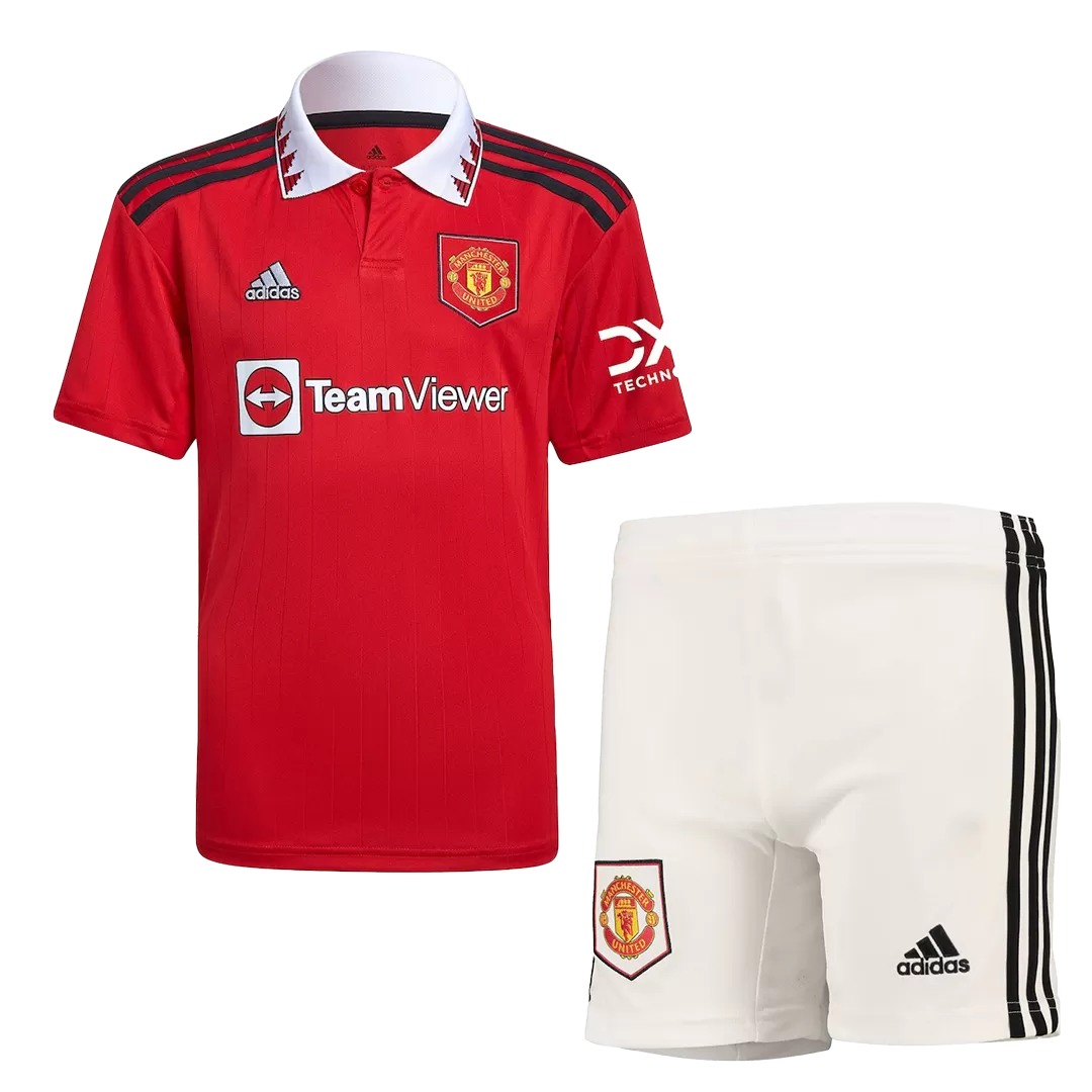 Miniconjunto Manchester United 2022/23 Primera Equipación Local Niño (Camiseta + Pantalón Corto) Adidas - camisetasfutbol