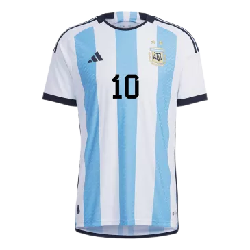 Camiseta Auténtica Messi #10 Argentina 2022 Primera Equipación Copa del Mundo Local Hombre Adidas - Versión Jugador - camisetasfutbol