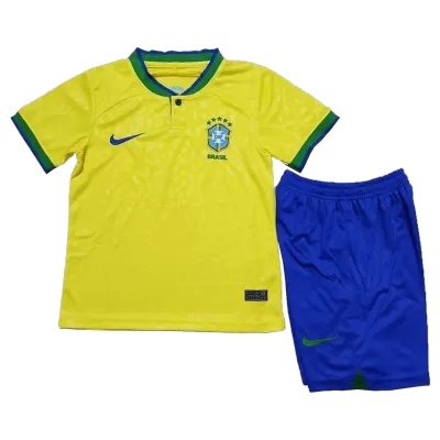 Miniconjunto Brazil 2022 Primera Equipación Local Niño (Camiseta + Pantalón Corto) - camisetasfutbol