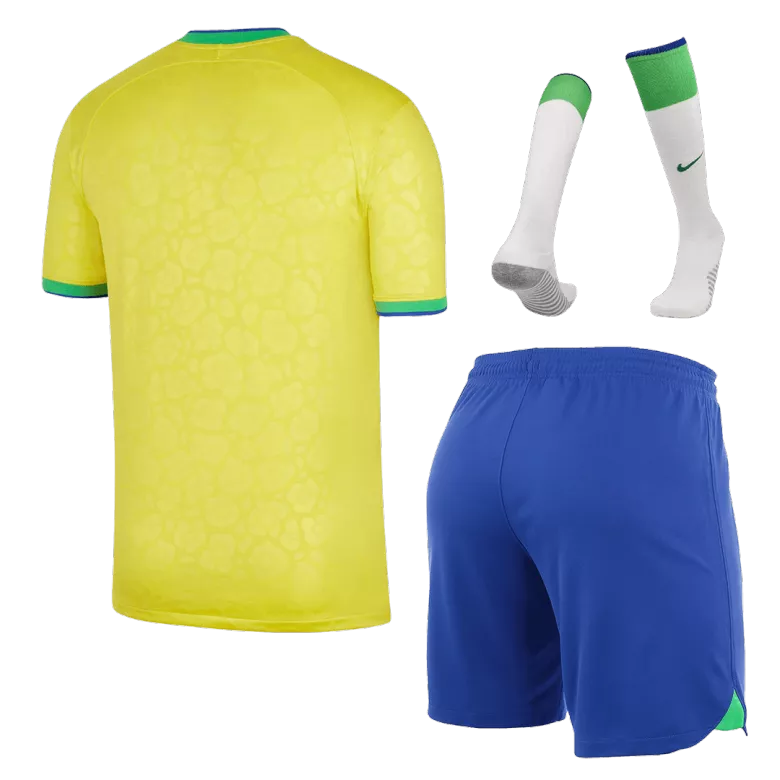 Conjunto Completo Brazil 2022 Primera Equipación Copa del Mundo Local Hombre (Camiseta + Pantalón Corto + Calcetines) - camisetasfutbol
