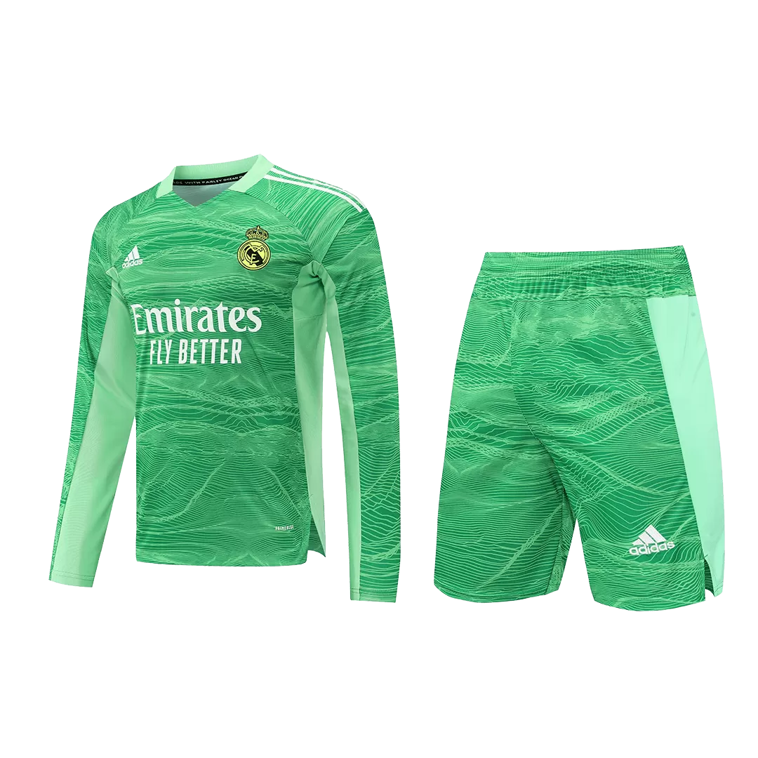Conjunto Real Madrid 2021/22 Portero Manga Larga Hombre (Camiseta + Pantalón Corto) Adidas - camisetasfutbol