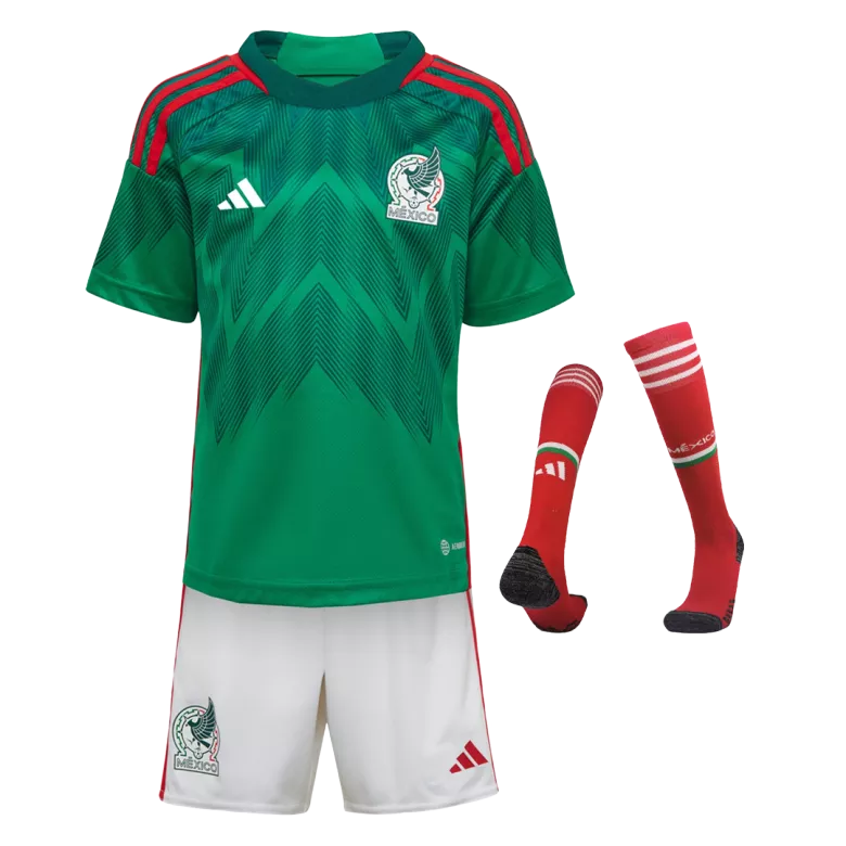 Miniconjunto Completo Mexico 2022 Primera Equipación Copa del Mundo Local Niño (Camiseta + Pantalón Corto + Calcetines) - camisetasfutbol