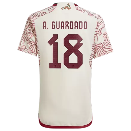 Camiseta Futbol Visitante Copa del Mundo de Hombre Mexico 2022 con Número de A.GUARDADO #18 - camisetasfutbol