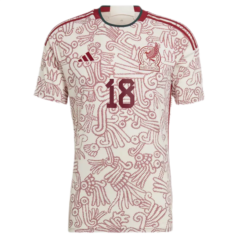 Camiseta Futbol Visitante Copa del Mundo de Hombre Mexico 2022 con Número de A.GUARDADO #18 - camisetasfutbol