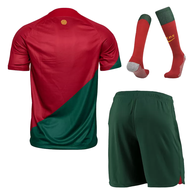 Conjunto Completo Portugal 2022 Primera Equipación Copa del Mundo Local Hombre (Camiseta + Pantalón Corto + Calcetines) - camisetasfutbol