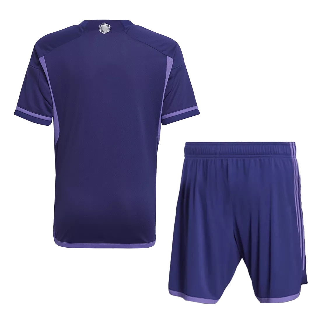 Uniformes de futbol 2022 Argentina Copa del Mundo - Visitante Personalizados para Hombre Edición Campeón - camisetasfutbol