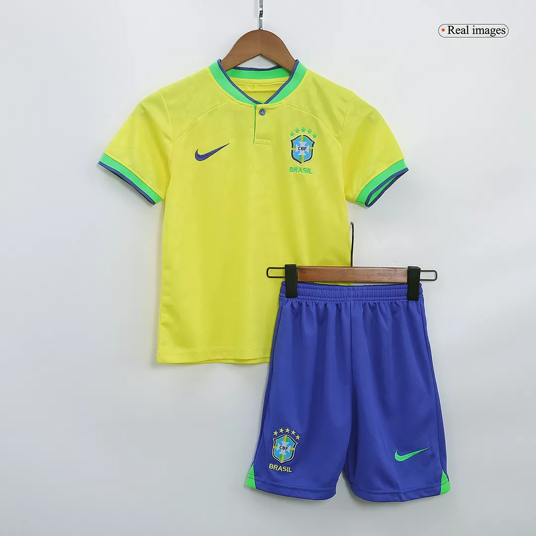 Miniconjunto Brazil 2022 Primera Equipación Local Niño (Camiseta + Pantalón Corto) Nike - camisetasfutbol