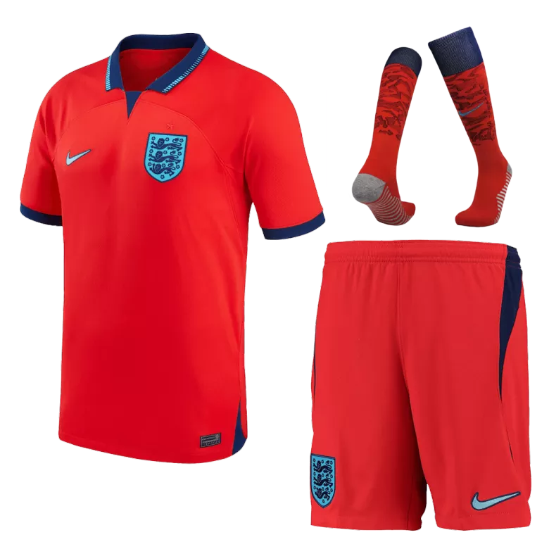 Miniconjunto Completo Inglaterra 2022 Segunda Equipación Visitante Copa del Mundo Niño (Camiseta + Pantalón Corto + Calcetines) - camisetasfutbol