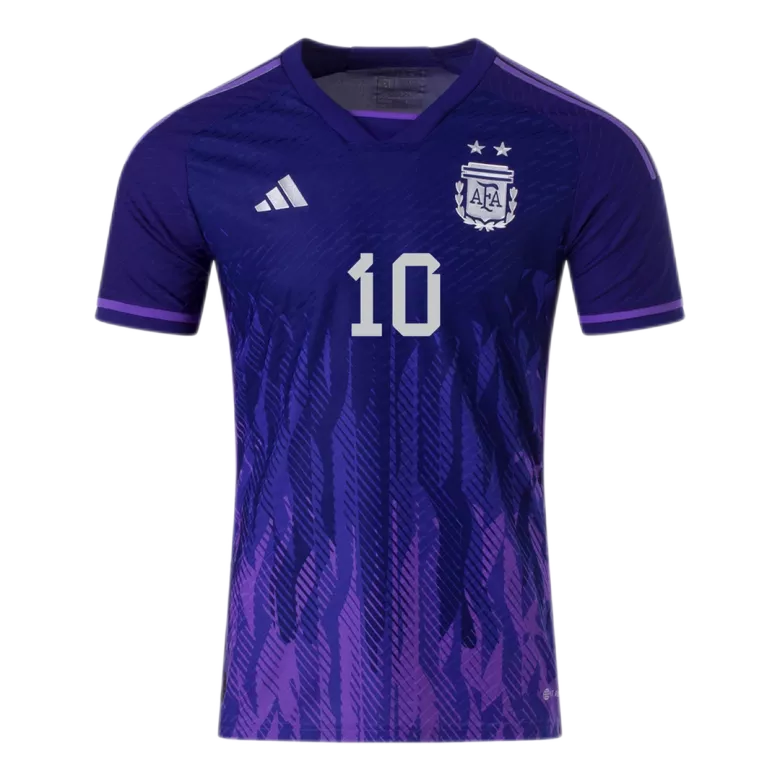 Camiseta Auténtica Messi #10 Argentina 2022 Segunda Equipación Visitante Copa del Mundo Hombre - Versión Jugador - camisetasfutbol