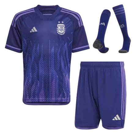 Equipaciones de fútbol para Niño Con Calcetines 2022 Argentina Copa del Mundo - Visitante Futbol kit - camisetasfutbol