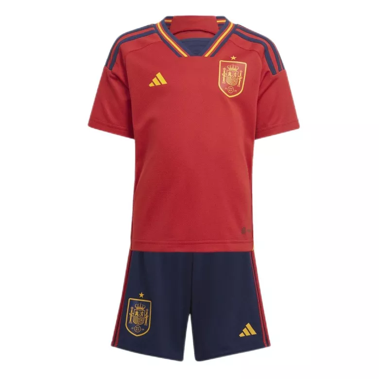 Miniconjunto Completo España 2022 Primera Equipación Copa del Mundo Local Niño (Camiseta + Pantalón Corto + Calcetines) - camisetasfutbol