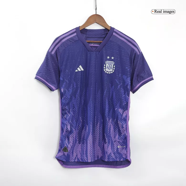 Camiseta Auténtica Messi #10 Argentina 2022 Segunda Equipación Visitante Copa del Mundo Hombre - Versión Jugador - camisetasfutbol