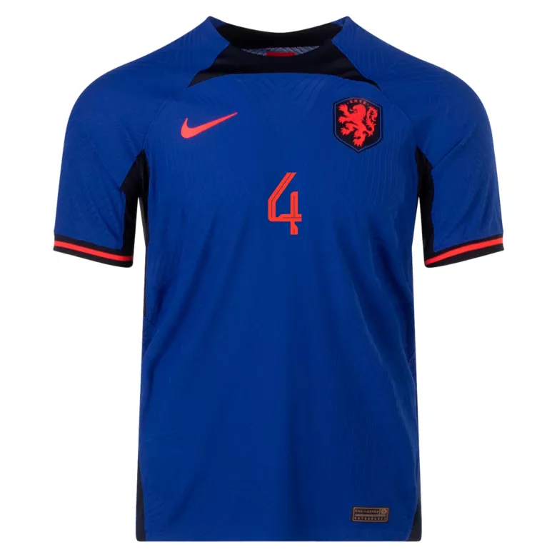 Camiseta Auténtica VIRGIL #4 Holanda 2022 Segunda Equipación Visitante Copa del Mundo Hombre - Versión Jugador - camisetasfutbol