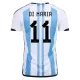 Camiseta de Fútbol DI MARIA #11 Personalizada 1ª Argentina 2022 Copa Mundial - camisetasfutbol