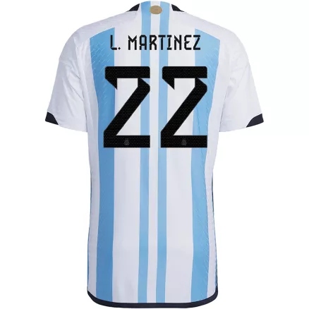 Camiseta Auténtica L. MARTINEZ #22 Argentina 2022 Primera Equipación Copa del Mundo Local Hombre - Versión Jugador - camisetasfutbol