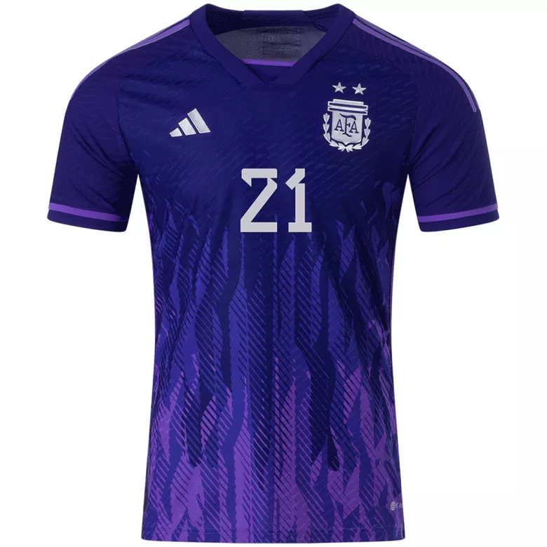 Camiseta Auténtica DYBALA #21 Argentina 2022 Segunda Equipación Visitante Copa del Mundo Hombre - Versión Jugador - camisetasfutbol