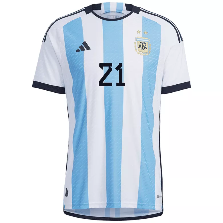 Camiseta Auténtica DYBALA #21 Argentina 2022 Primera Equipación Copa del Mundo Local Hombre - Versión Jugador - camisetasfutbol
