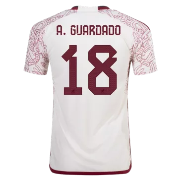 Camiseta Futbol Visitante Copa del Mundo de Hombre Mexico 2022 con Número de A.GUARDADO #18 -Version Jugador - camisetasfutbol