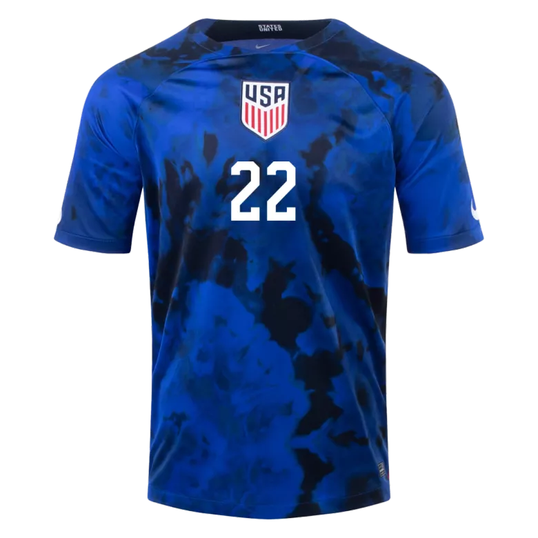 Camiseta Futbol Visitante Copa del Mundo de Hombre USA 2022 con Número de YEDLIN #22 - camisetasfutbol