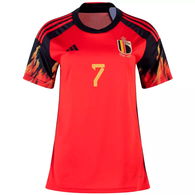 Camiseta DE BRUYNE #7 Bélgica 2022 Primera Equipación Copa del Mundo Local Mujer - Versión Hincha - camisetasfutbol