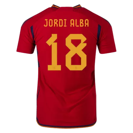 Camiseta Auténtica JORDI ALBA #18 España 2022 Primera Equipación Copa del Mundo Local Hombre - Versión Jugador - camisetasfutbol