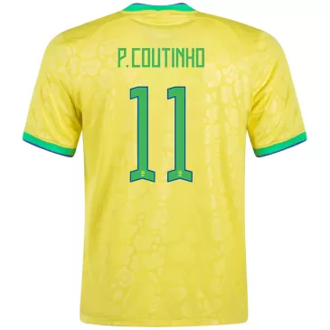 Camiseta Futbol Local Copa del Mundo de Hombre Brazil 2022 con Número de P.Coutinho #11 - camisetasfutbol