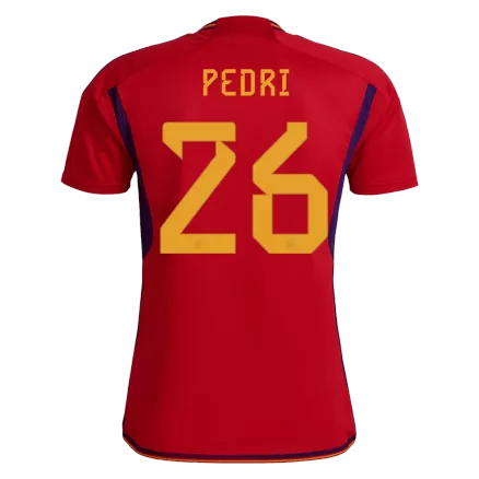 Camiseta Futbol Local Copa del Mundo de Hombre España 2022 con Número de PEDRI #26 - camisetasfutbol