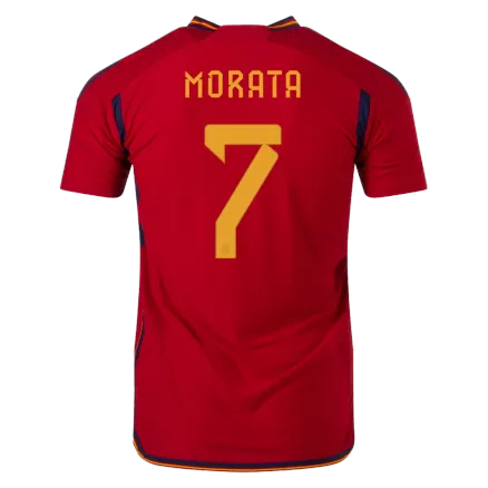 Camiseta Auténtica MORATA #7 España 2022 Primera Equipación Copa del Mundo Local Hombre - Versión Jugador - camisetasfutbol