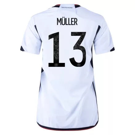 Camiseta MÜLLER #13 Alemania 2022 Primera Equipación Copa del Mundo Local Mujer - Versión Hincha - camisetasfutbol