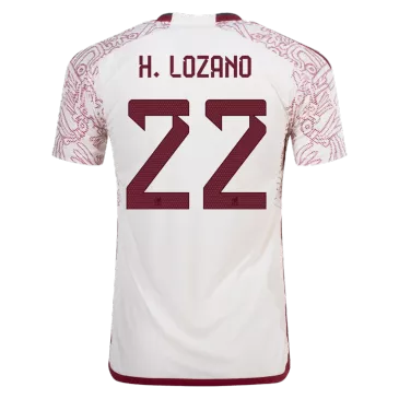 Camiseta Futbol Visitante Copa del Mundo de Hombre Mexico 2022 con Número de H.LOZANO #22 -Version Jugador - camisetasfutbol