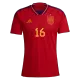 Camiseta Futbol Local Copa del Mundo de Hombre España 2022 con Número de RODRI #16 - camisetasfutbol