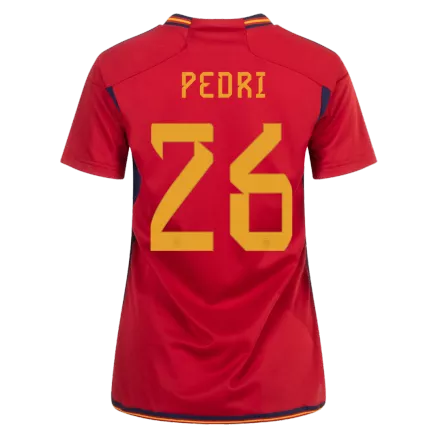 Camiseta PEDRI #26 España 2022 Primera Equipación Copa del Mundo Local Mujer - Versión Hincha - camisetasfutbol