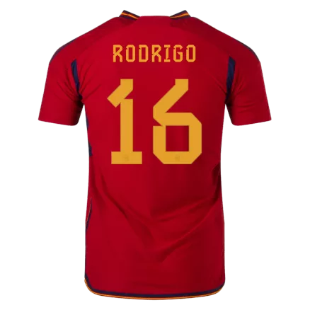 Camiseta Auténtica RODRI #16 España 2022 Primera Equipación Copa del Mundo Local Hombre - Versión Jugador - camisetasfutbol