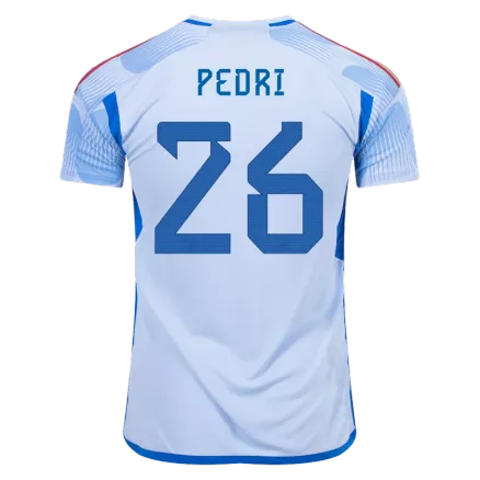 Camiseta Futbol Visitante Copa del Mundo de Hombre España 2022 con Número de PEDRI #26 - camisetasfutbol